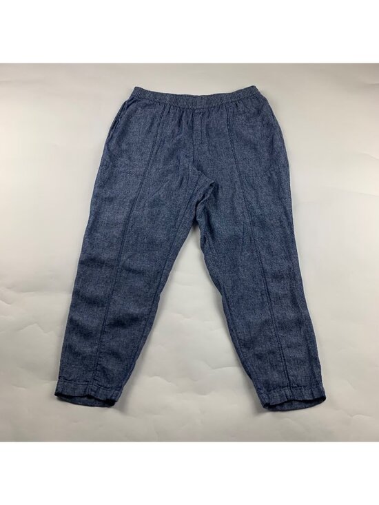 Old Navy Pants - Old Navy Blue Chambray Linen Blend High Rise Slim Leg Ankle Pant L